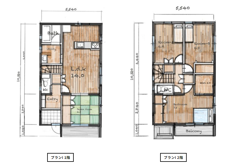 リビングに和室を設けたRC住宅｜3LDK 110.30㎡（33.36坪）