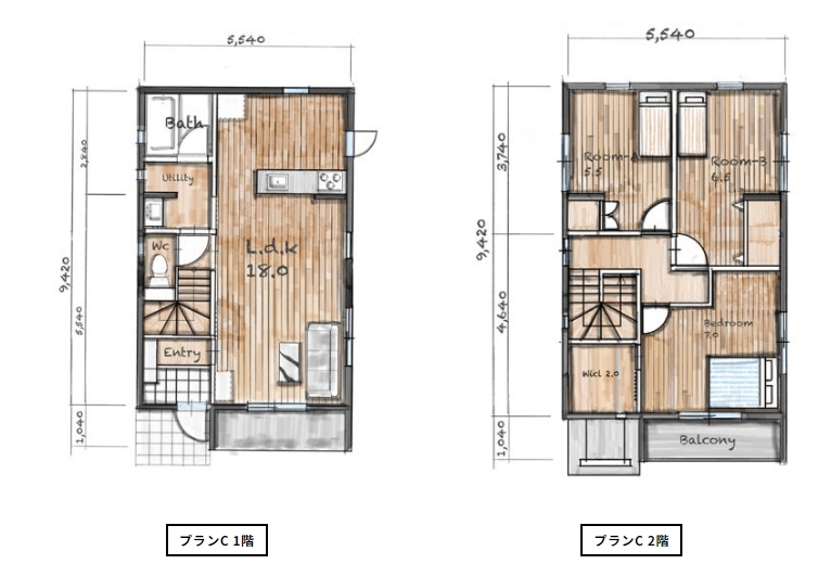 WPC工法で建てられる鉄筋コンクリート住宅の間取り実例｜30.34坪｜RC-STANDARD｜愛知・岐阜